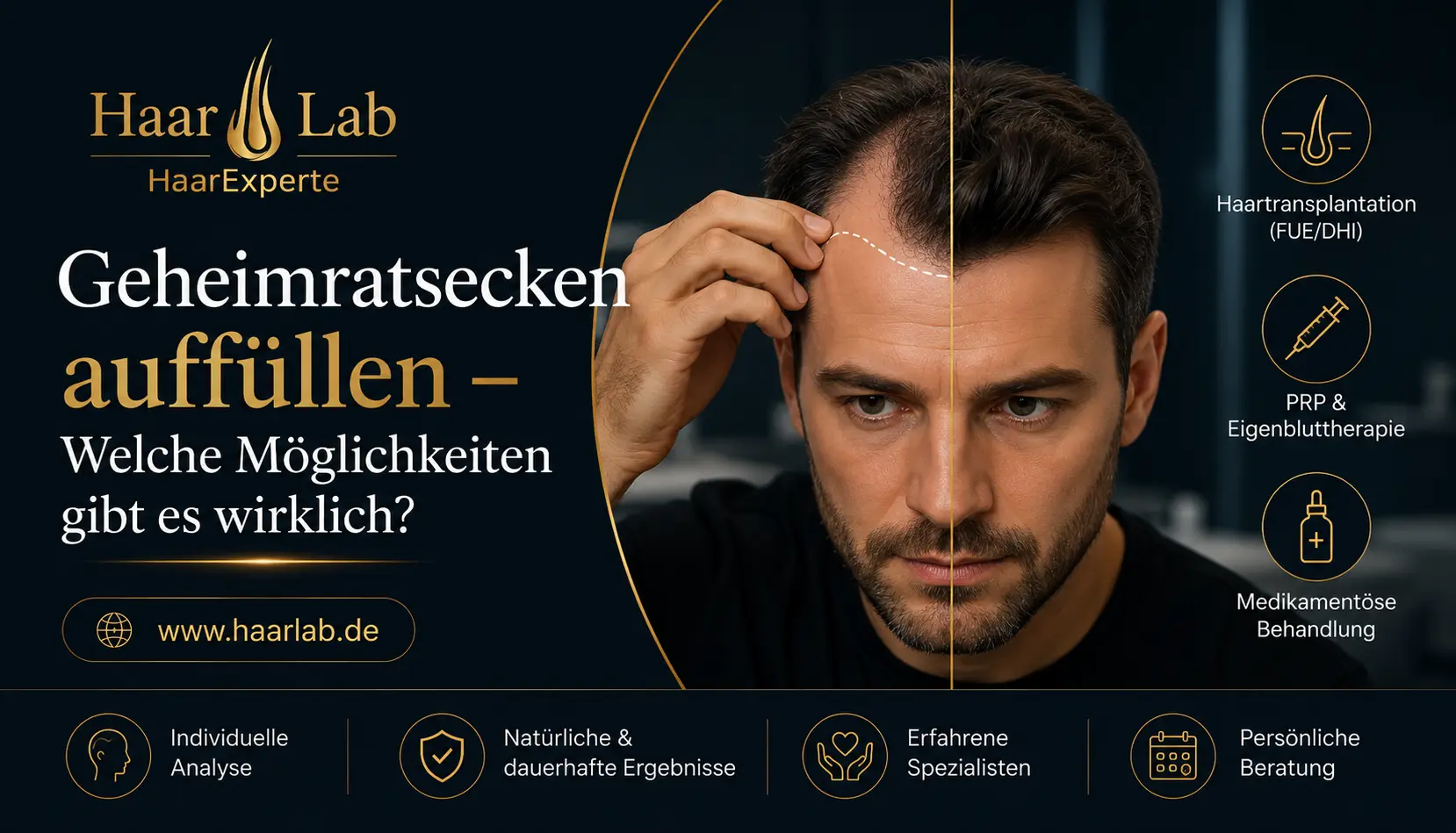 Geheimratsecken auffüllen – Welche Möglichkeiten gibt es wirklich?